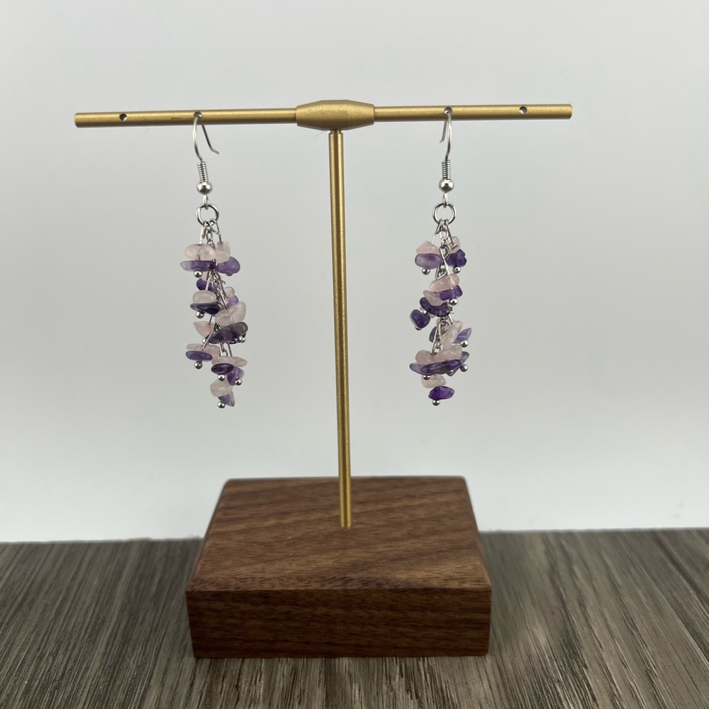 Elegant Purple Stone Dangle Earrings